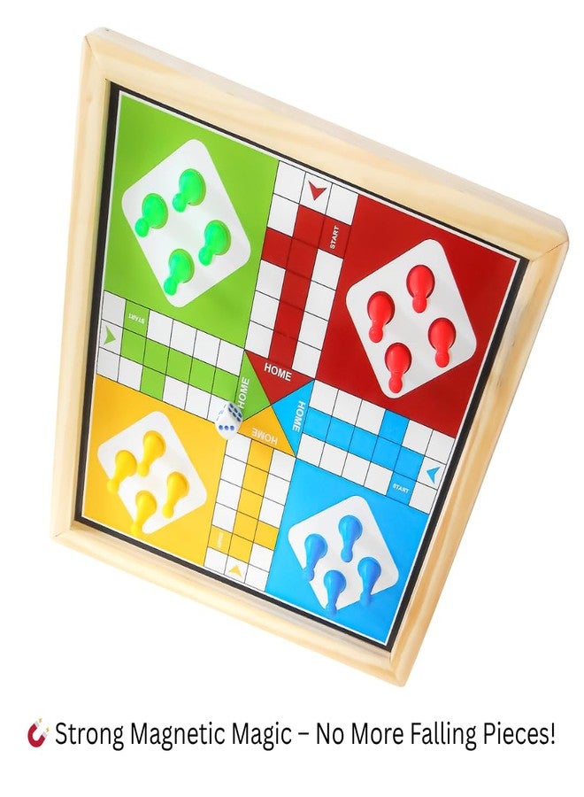 THE GAME FACTORY Magnetic 2-in-1 Wooden Ludo and Snake & Ladder Board Game - Premium Travel-Friendly Game Set for Kids & Family - Durable Wooden Board with Bright Colors - Image 2